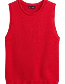 Gap Cotton Sweater Vest in Red