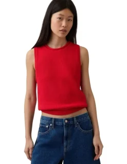 Gap Cotton Sweater Vest in Red