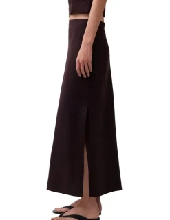 Gap Linen-Blend Maxi Slip Skirt in Terra Brown