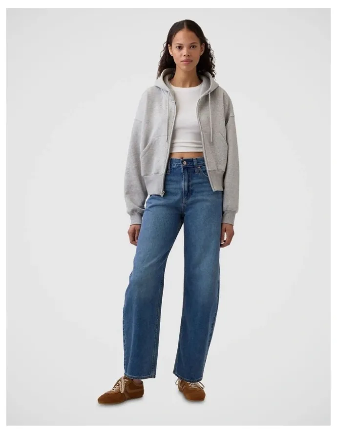 Gap High Rise Barrel Jeans in Medium Indigo