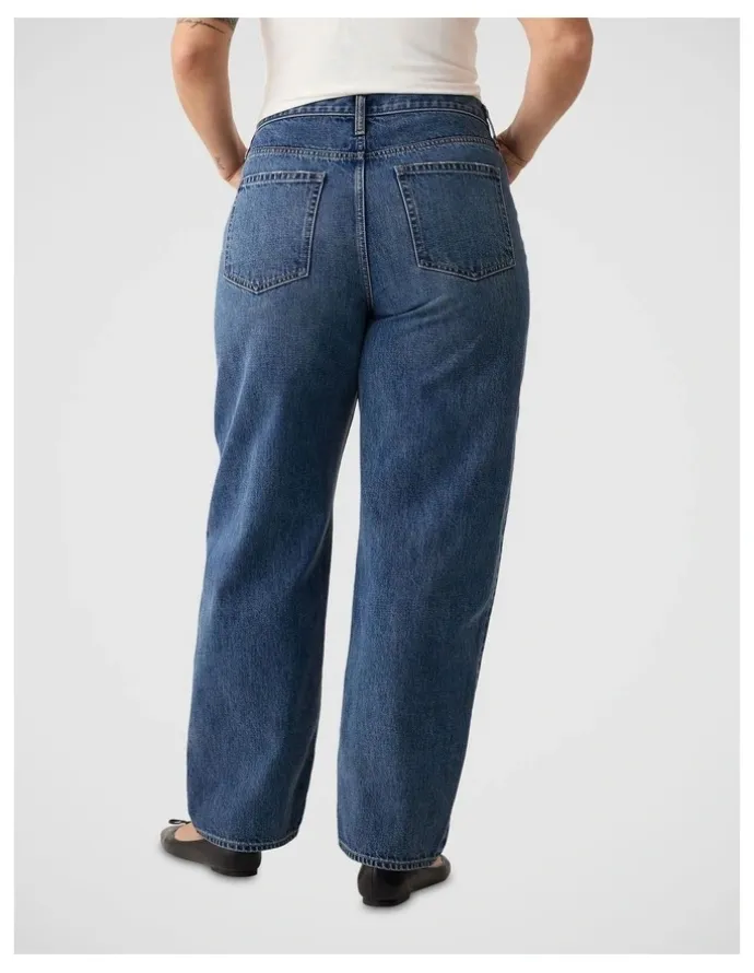 Gap High Rise Barrel Jeans in Medium Indigo