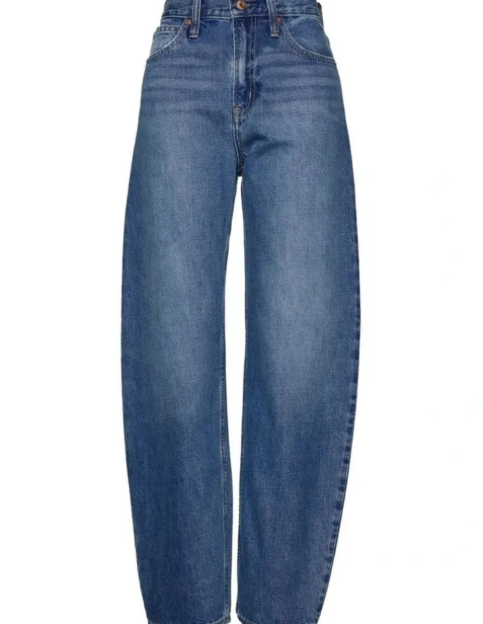 Gap High Rise Barrel Jeans in Medium Indigo