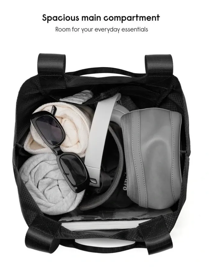 Gaston Luga Gaston Luga Packable Lightweight Tote (17L) Foldable Travel Bag in Black