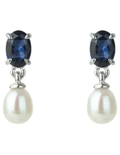 Georgini Oceans Whitsundays Freshwater Pearl Earrings in Blue