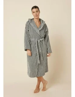 Gingerlilly Sleepwear Adriana Terry Towel Robe in Black