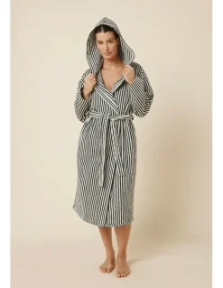 Gingerlilly Sleepwear Adriana Terry Towel Robe in Black