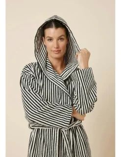 Gingerlilly Sleepwear Adriana Terry Towel Robe in Black