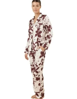 Gingerlilly Sleepwear Ivy Silky Satin Pyjama Set in Burgundy