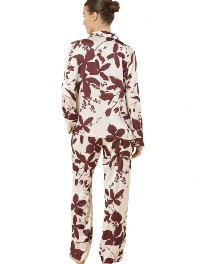 Gingerlilly Sleepwear Ivy Silky Satin Pyjama Set in Burgundy