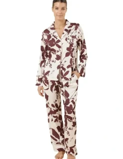 Gingerlilly Sleepwear Ivy Silky Satin Pyjama Set in Burgundy