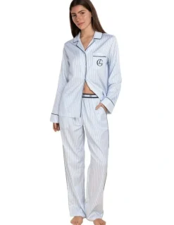 Gingerlilly Sleepwear Susanna Cotton Long Pyjama Set in Blue