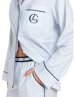 Gingerlilly Sleepwear Susanna Cotton Long Pyjama Set in Blue