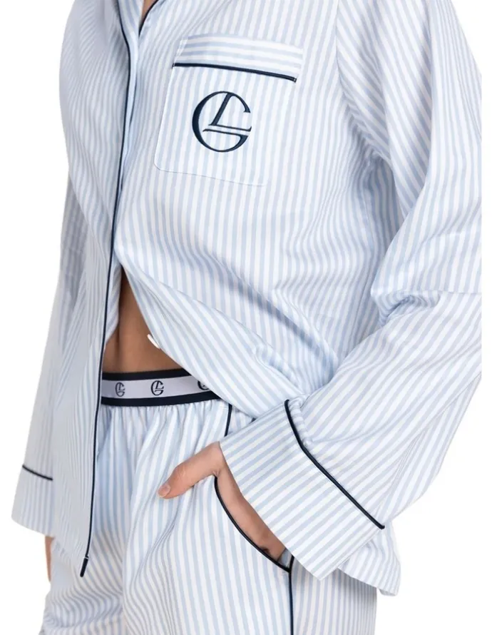 Gingerlilly Sleepwear Susanna Cotton Long Pyjama Set in Blue
