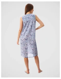 Givoni Sleeveless Short Nightie in Navy Floral Print