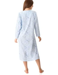 Givoni Verona Mid Length Nightie in Blue Floral Print