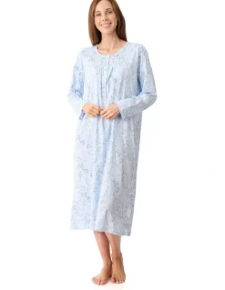 Givoni Verona Mid Length Nightie in Blue Floral Print