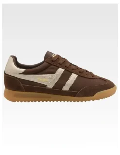 Gola Tornado Women's Trainers in Dark Brown and Gold