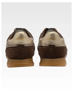 Gola Tornado Women's Trainers in Dark Brown and Gold