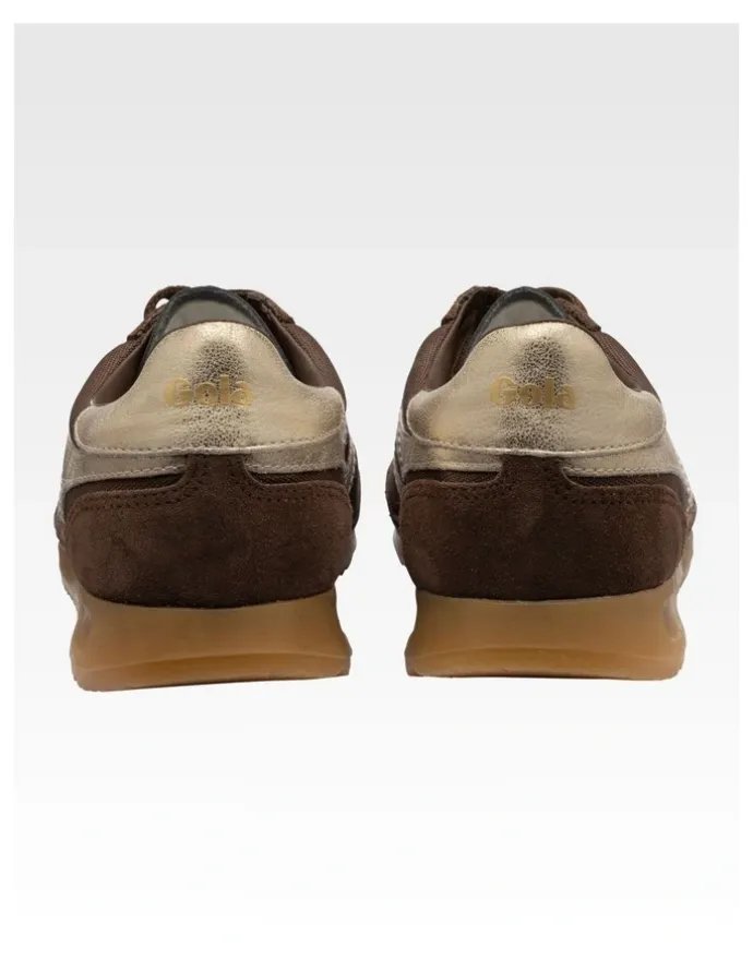 Gola Tornado Women's Trainers in Dark Brown and Gold