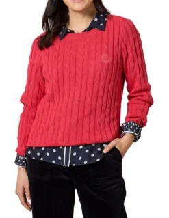 Gordon Smith Hampton Cable Knit Jumper in Red