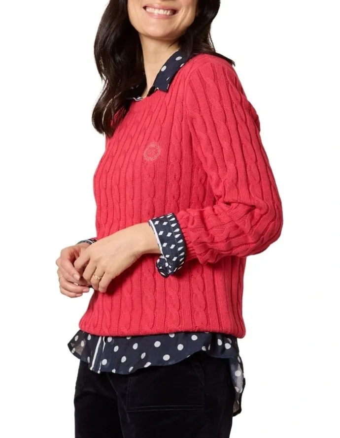 Gordon Smith Hampton Cable Knit Jumper in Red