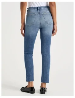 GRAB Ankle Skinny Low Rise Jean in Medium Wash