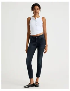 GRAB Ankle Skinny Low Rise Jean In Blue Black