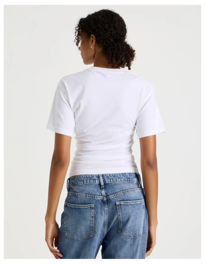 GRAB Asymmetrical Gathered Tee in White