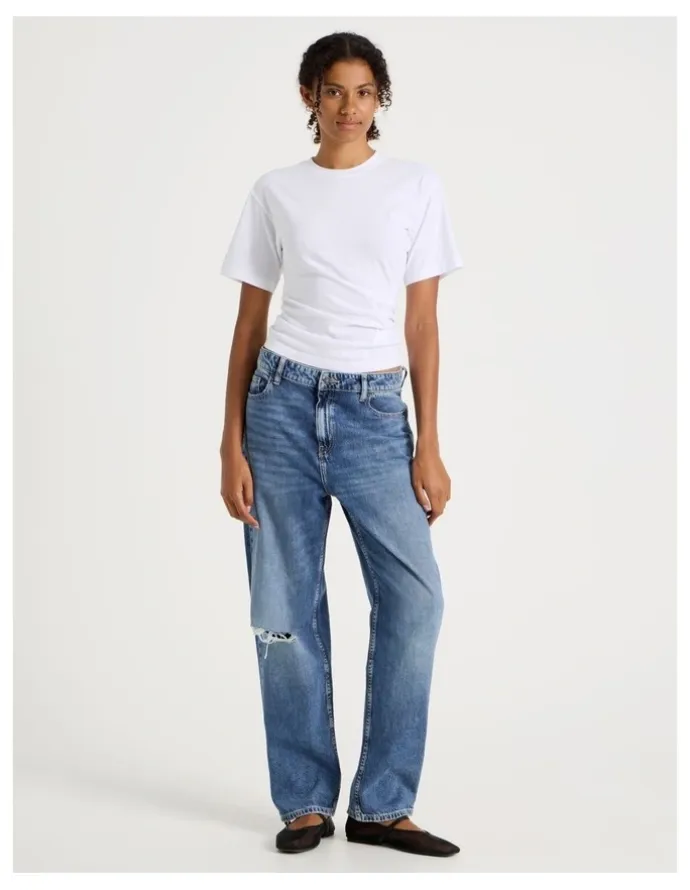 GRAB Asymmetrical Gathered Tee in White
