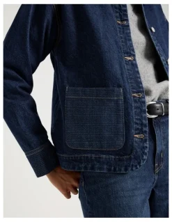 Grab Barn Jacket Jacquard in Dark Indigo