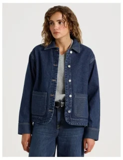 Grab Barn Jacket Jacquard in Dark Indigo