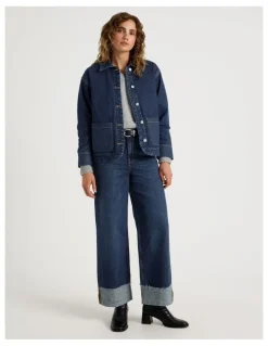 Grab Barn Jacket Jacquard in Dark Indigo