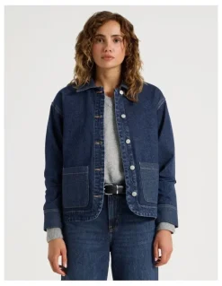 Grab Barn Jacket Jacquard in Dark Indigo