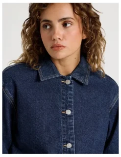 Grab Barn Jacket Jacquard in Dark Indigo
