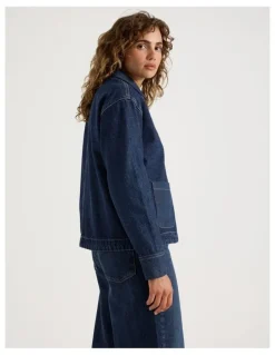 Grab Barn Jacket Jacquard in Dark Indigo
