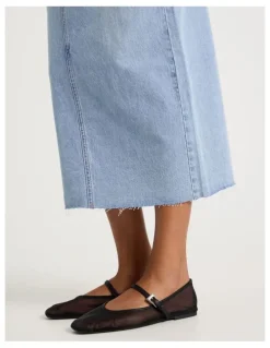 GRAB Denim Midi Skirt in Light Indigo