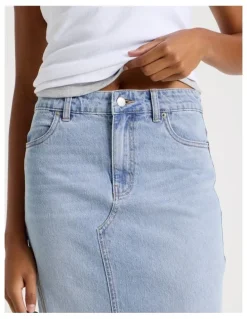 GRAB Denim Midi Skirt in Light Indigo