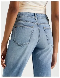 GRAB Flare High Rise Jeans in Medium Indigo