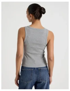 GRAB Henley Tank in Charcoal Marle