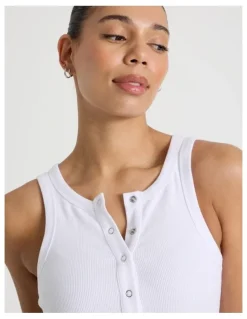 GRAB Henley Tank in Off White