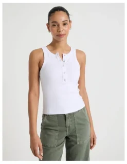 GRAB Henley Tank in Off White