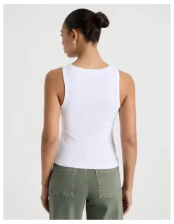 GRAB Henley Tank in Off White