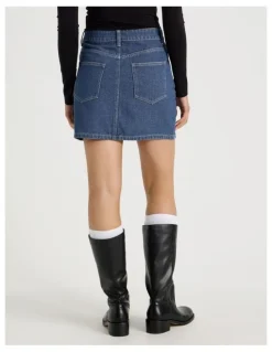 Grab Jacquard Mini Skirt in Mid Indigo