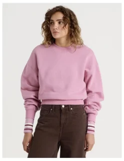 Grab Pleated Back Crew Neck Sweat - Lilas
