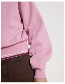 Grab Pleated Back Crew Neck Sweat - Lilas