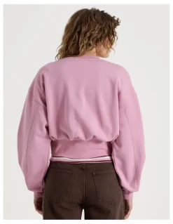 Grab Pleated Back Crew Neck Sweat - Lilas
