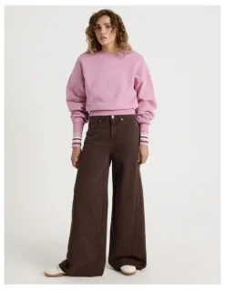 Grab Pleated Back Crew Neck Sweat - Lilas