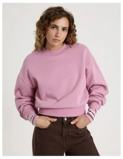 Grab Pleated Back Crew Neck Sweat - Lilas