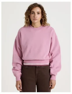Grab Pleated Back Crew Neck Sweat - Lilas