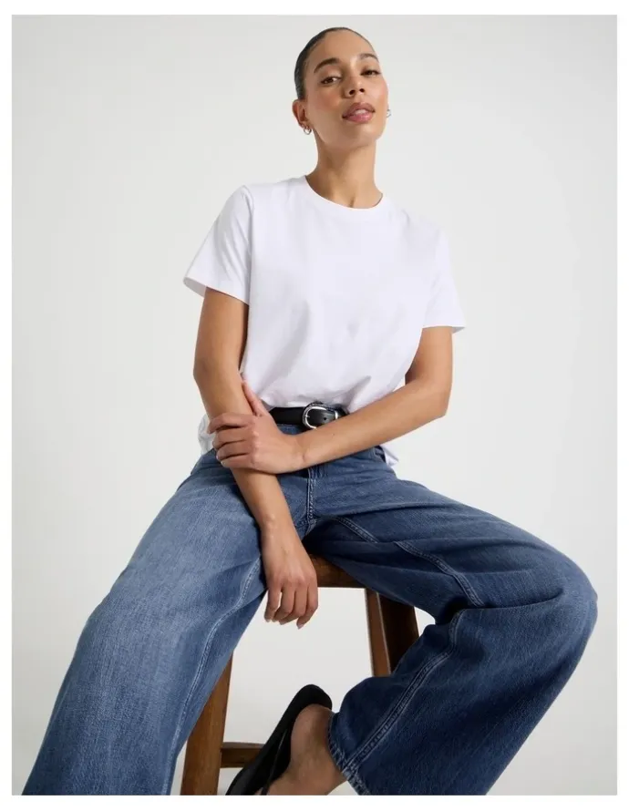 GRAB Regular Fit Crew Neck Tee in White